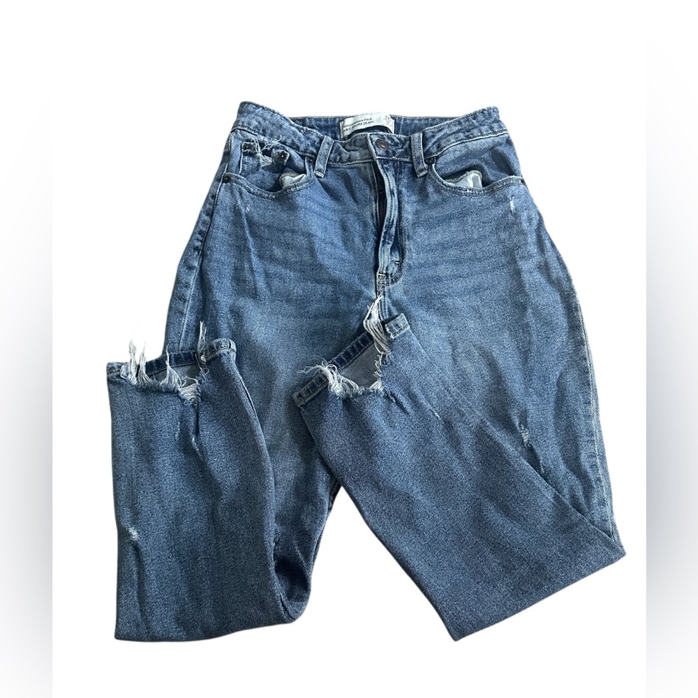 Abercrombie‎ A&F Curve Love Mom Jeans Destructed Womens 26 (2)